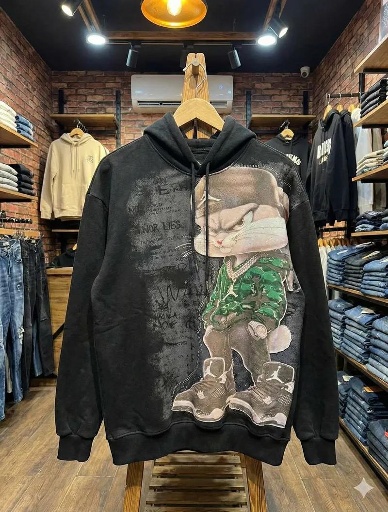 هودي أسود أوفرسايز ثقيل في العمرانية, الجيزة - 500 EGP