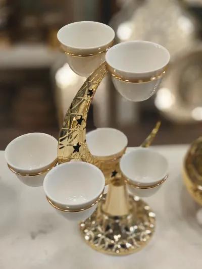 طقم ضيافه قهوه__بورسلين 🇨🇳 باستاند للهلال 6فنجان في مدينة الشروق, القاهرة - 1,000 EGP