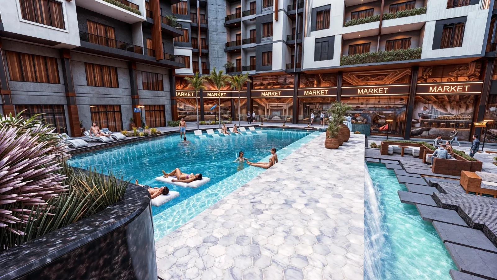 شقة 76 متر تشطيب الترا سوبر لوكس في ايقونك ريزورت-الغردقة البحر الاحمر