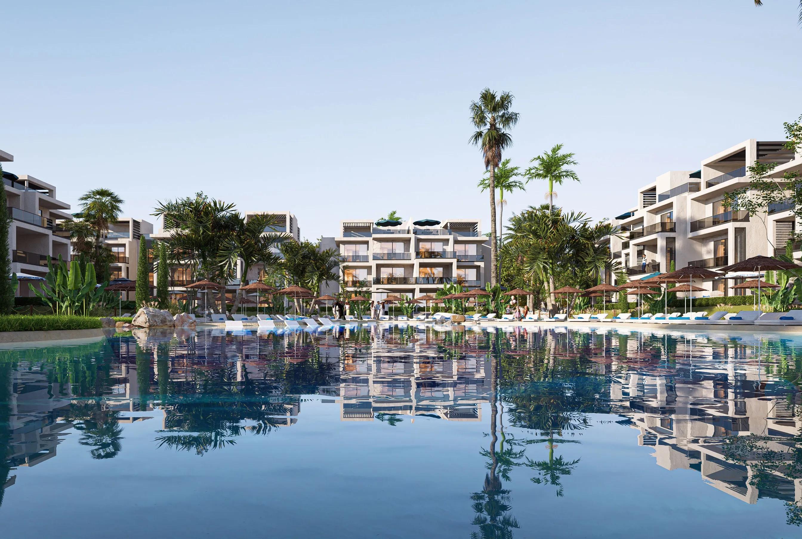 شقة 110متر +43 جاردن تشطيبالترا سوبر لوكس في one 7 resort