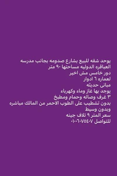 شقه للبيع بطنطا شارع صدومه في طنطا, الغربية - 810,000 جنيه