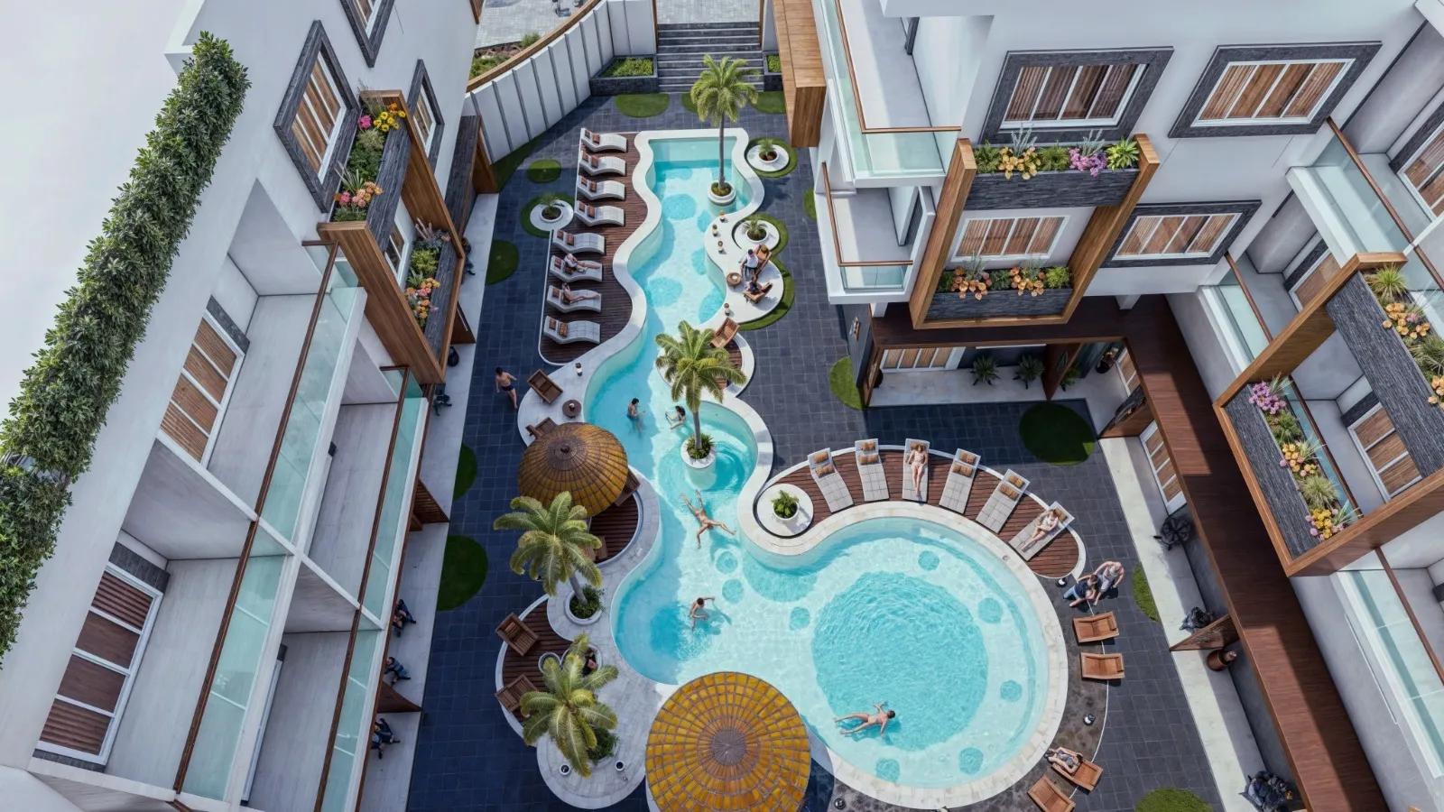 🏡 شقة 56م أوضة نوم مع إطلالة ساحرة على البسين بالغردقة 🌊